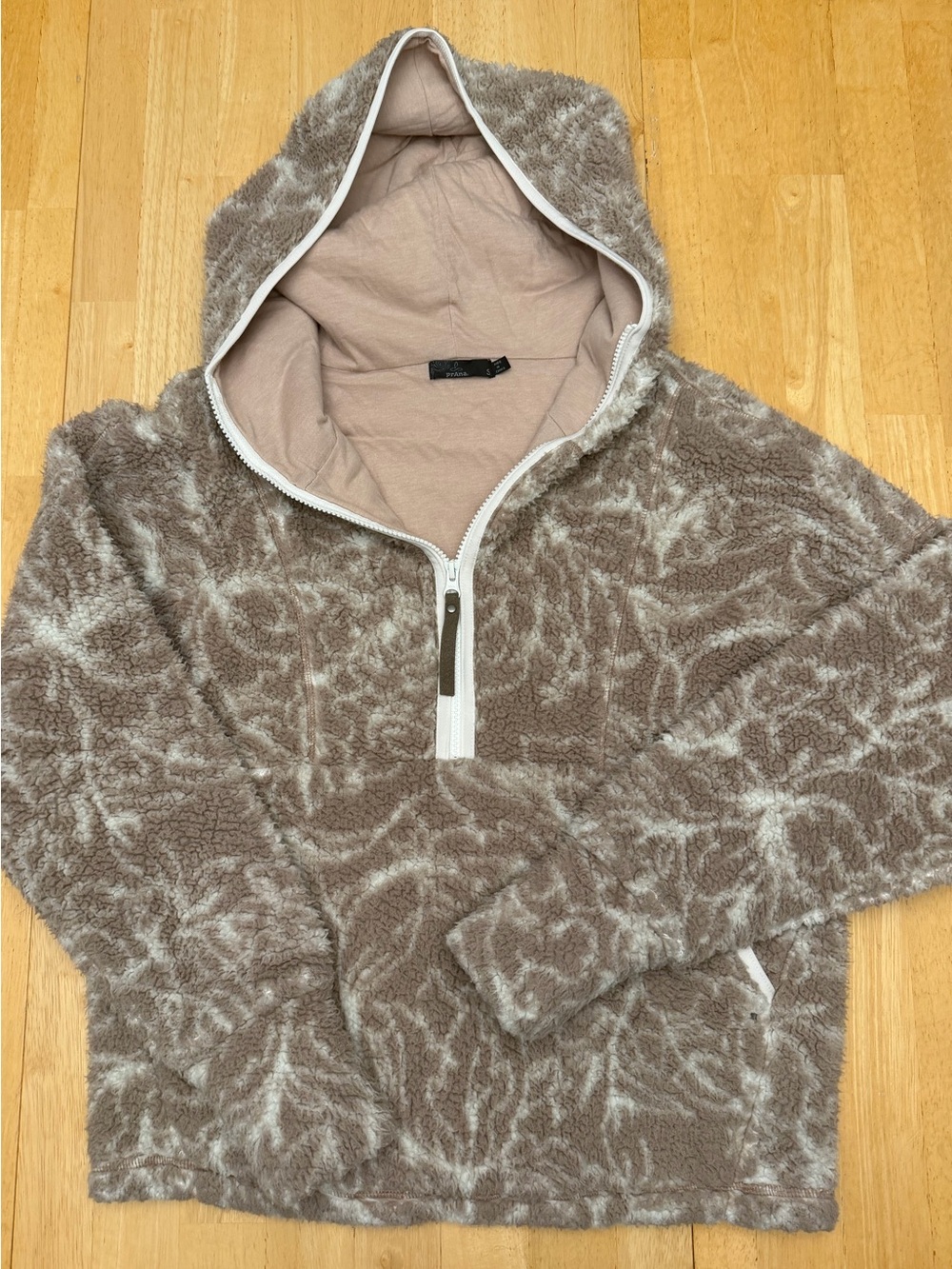 Prana Half-Zip Hooded Sherpa Pullover - Taupe Marble